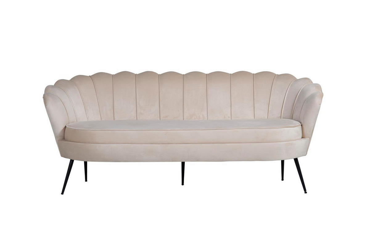 3-SITZER-SOFA Velours beige - Beige, Textil (181/79/78cm) - ebuy24