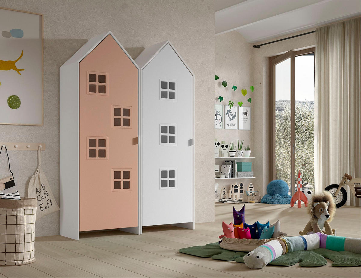 REGALSCHRANK Set Kania 115x37x171 MDF Weiß /Bunt - Pink/Weiß, Holzwerkstoff (115/171/37cm) - 58aufmkessel