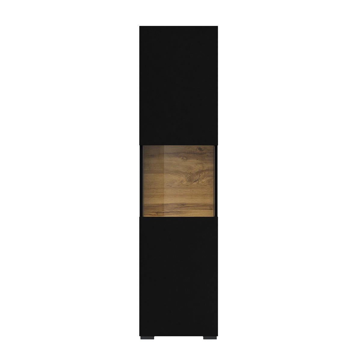 VITRINE Glora Schwarz und Holz - Schwarz, Holzwerkstoff (36/140/30cm) - Petits-meubles