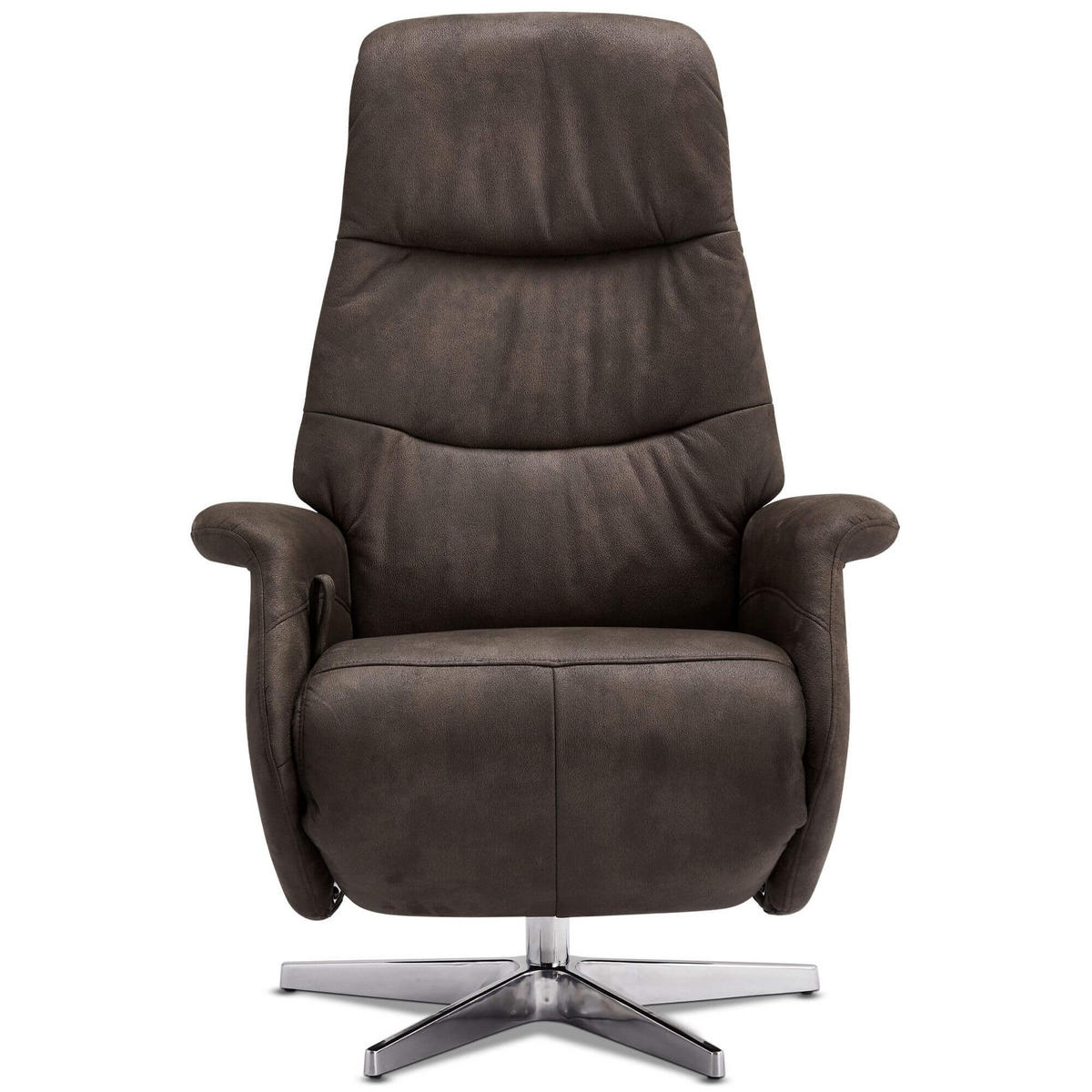 RELAXSESSEL Mikrofaser Taupe Grau - Schwarz/Braun, Leder/Textil (90/114/79cm) - Furnhouse