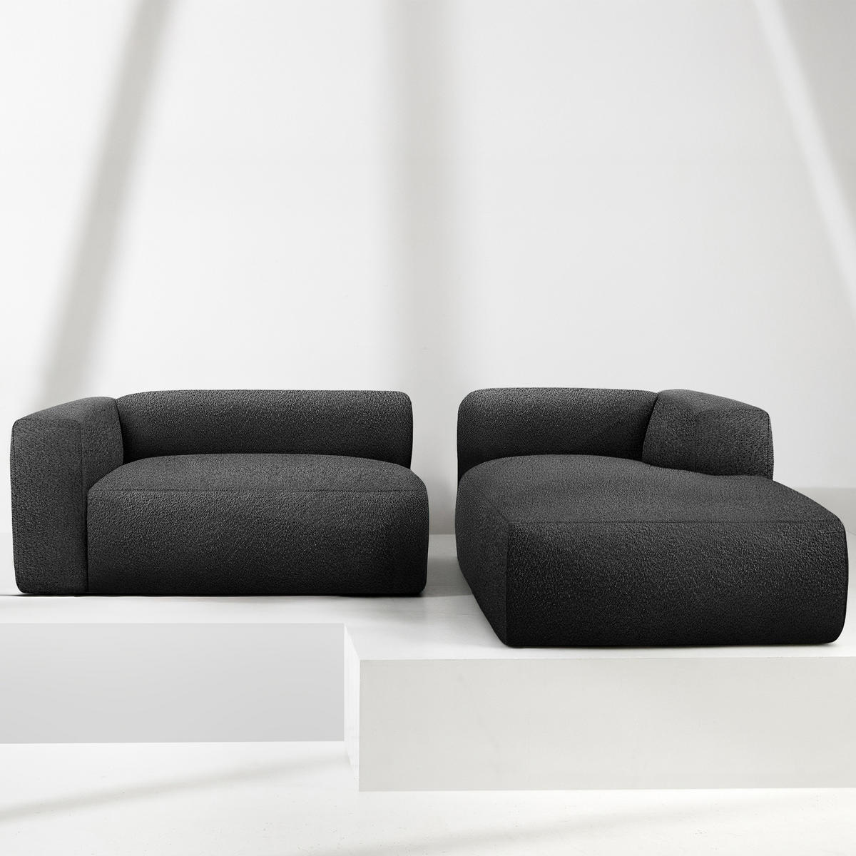 ECKSOFA RECHTS BUFFO, Dunkelgrau - Dunkelgrau, Holz/Holzwerkstoff (225/176cm) - KONSIMO®