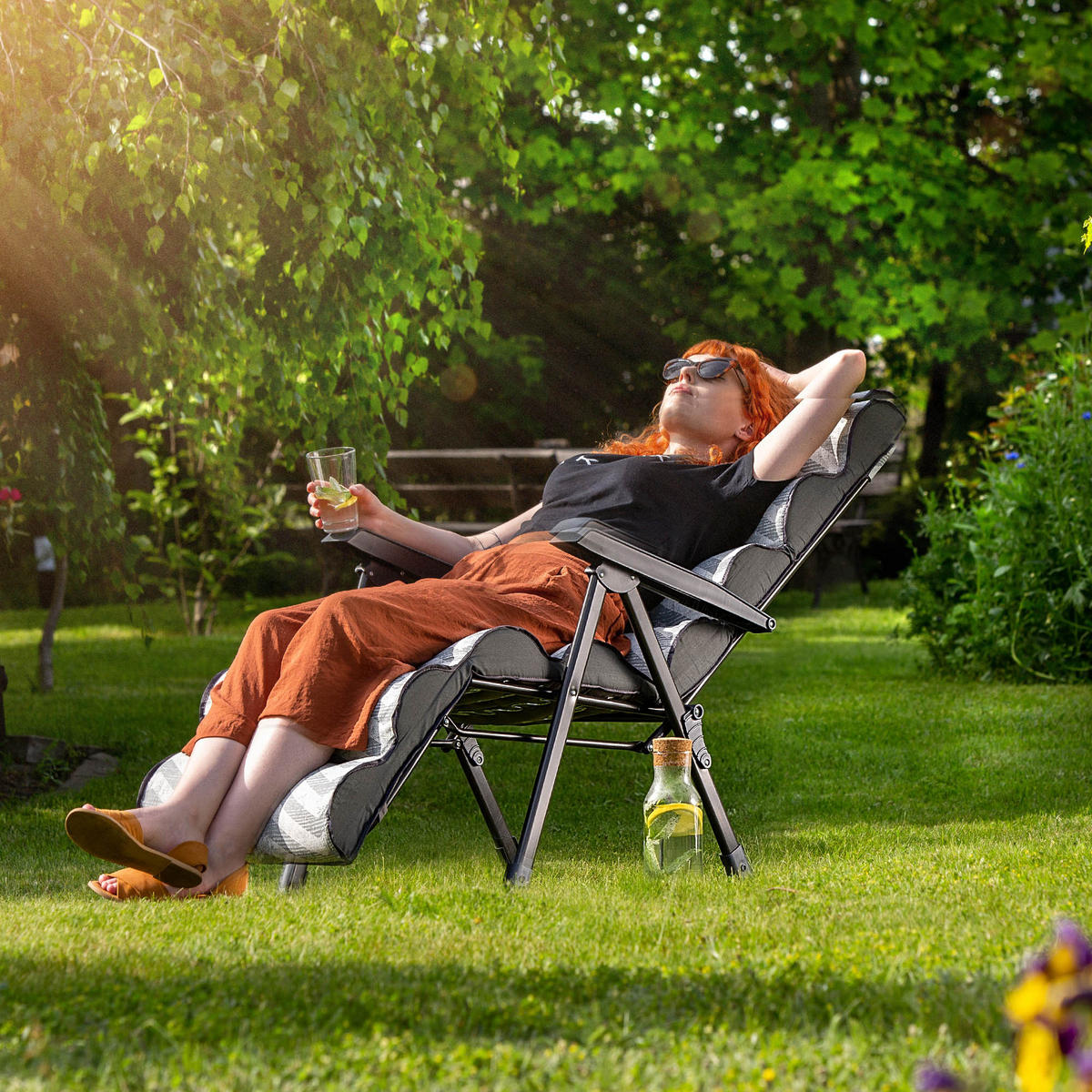 GARTENSESSEL, Grau - Weiß/Grau, Metall (58/150cm) - KADAX