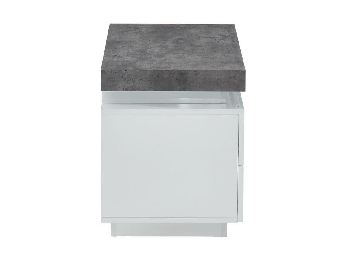 2ER-SET Nachttische mit 2 Schubladen & LEDs - MDF lackiert - Weiß & Beton-Optik - HALO II - Grau, Holz (40/50/55cm) - Vente-Unique