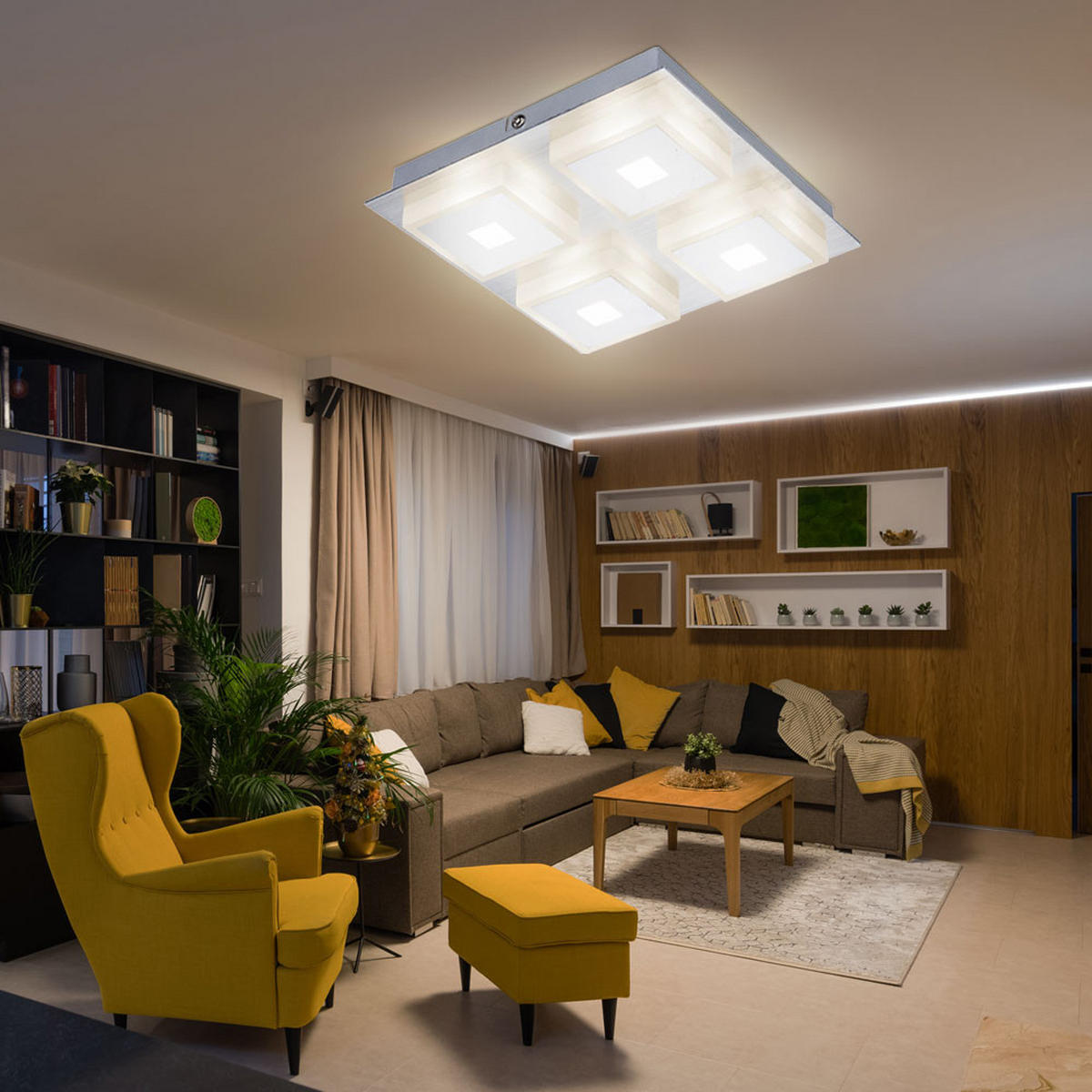 LED DECKENLEUCHTE Acryl Aluminium Silber - Weiß, Metall (20/20/4cm) - Globo Lighting