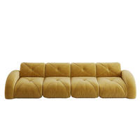 MODULSOFA 4-Sitzer aus Chenille mit rahmenlosem Design Gelb - Gelb, Textil (95/76/358cm) - Modenvie