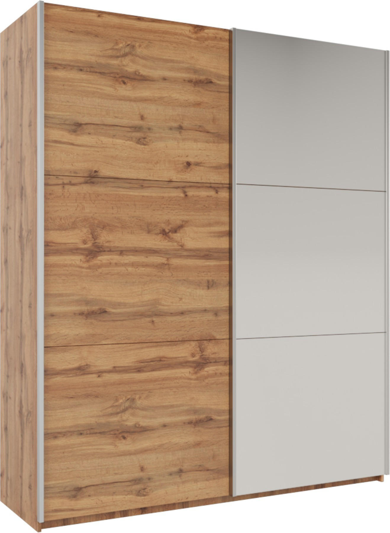 SCHWEBETÜRENSCHRANK ORIANNA 200/244/65 cm 2-türig mit Spiegel Eiche Wotan - Eiche Wotan, Holzwerkstoff (200/244/65cm) - MASSENO