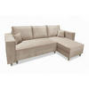 ECKSOFA RIO mit Schlaffunktion und Bettkasten, Farbe: Beige, Velourstoff, Ottomane Universal - Beige, Textil (249/142cm) - Marpur