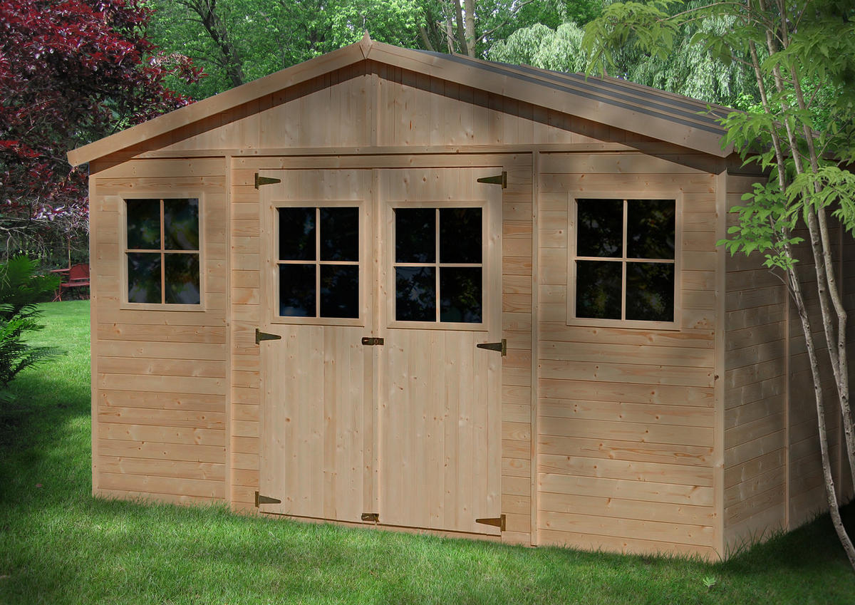 HOLZ-GARTHENHAUS mit imprägnierten Boden- H246 x 418 x 320 cm/ 12 m² - Beige, Holz (418/246/320cm) - Timbela