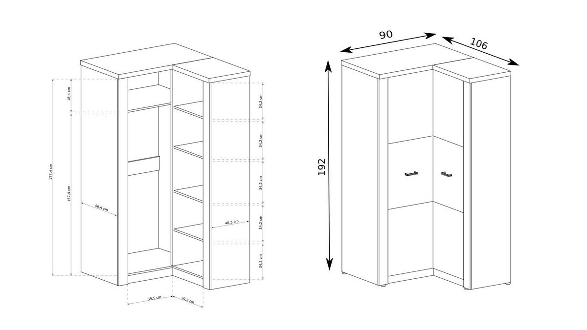DREHTÜRENSCHRANK ZERI 106/192/58 cm 2-türig Braun - Braun, Holzwerkstoff (106/192/58cm) - MASSENO