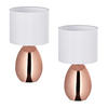 2 x Nachttischlampe - Roségold, Kunststoff/Textil (18/18/33.5cm) - Relaxdays