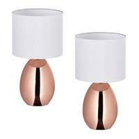 2 x Nachttischlampe - Roségold, Kunststoff/Textil (18/18/33.5cm) - Relaxdays