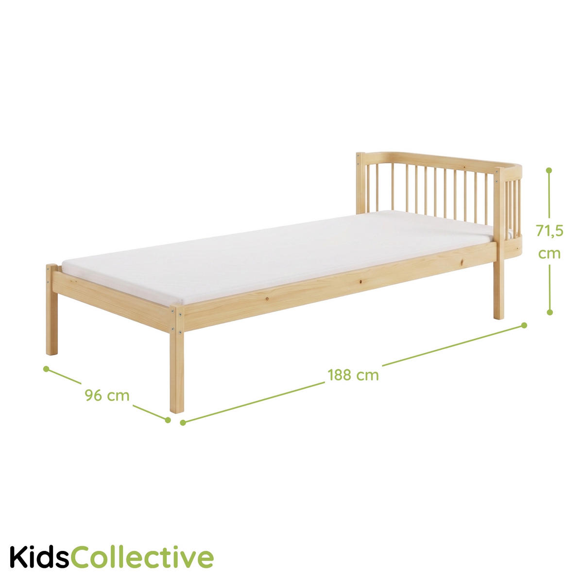 KINDERBETT 90x180 cm in Kiefer - Naturfarben, Holz (90/180cm) - Kids Collective