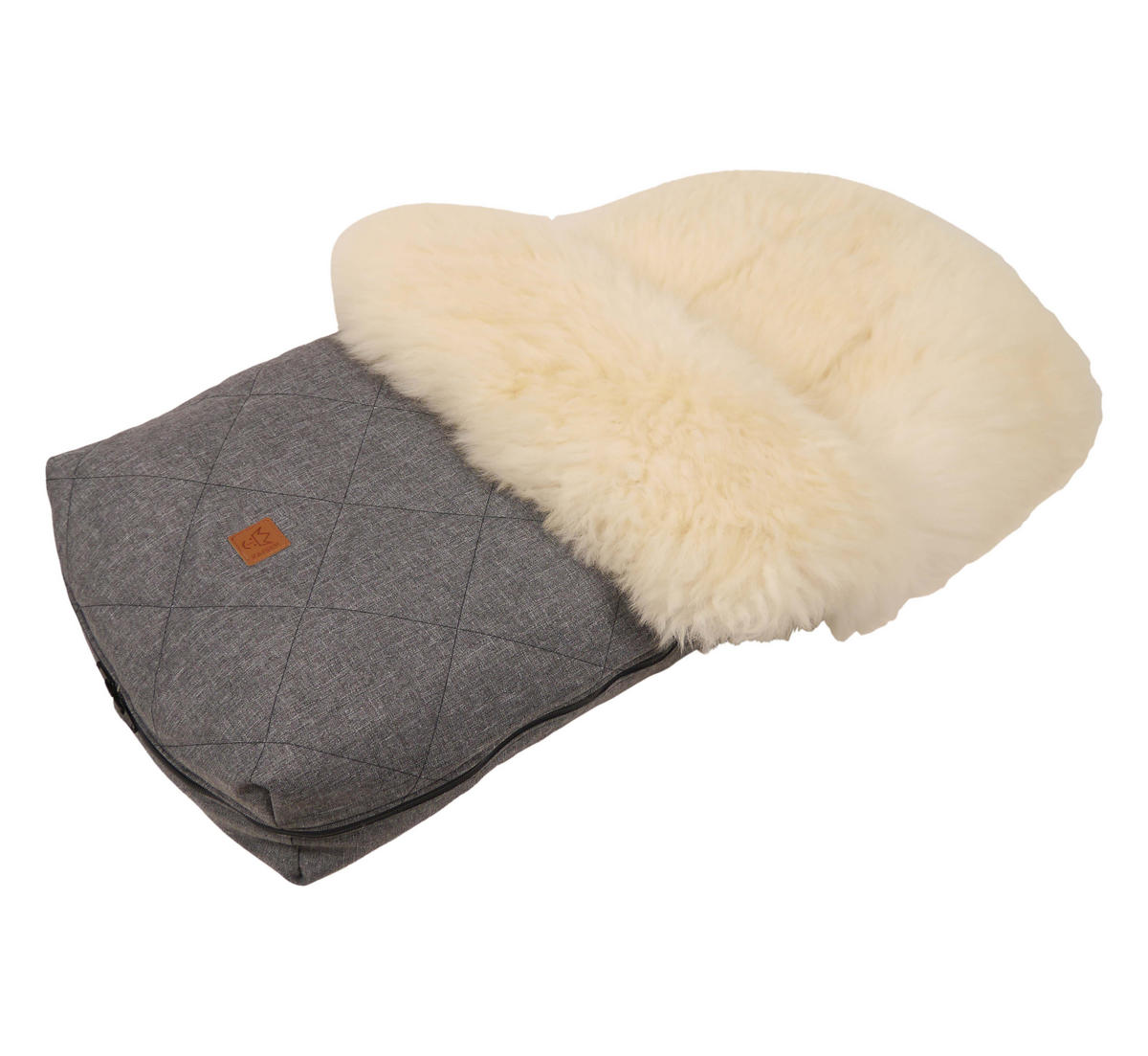 LAMMFELL-FUSSSACK Nelly, milky sand, anthracite melange - Grau, Fell (46/8/88cm) - Kaiserbaby