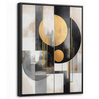 LEINWAND Bilder mit Rahmen - Abstrakt - Gold - Silber - Formen - Ästhetisch - Modern - 30x40 - Goldfarben, Textil (30/40cm) - MuchoWow