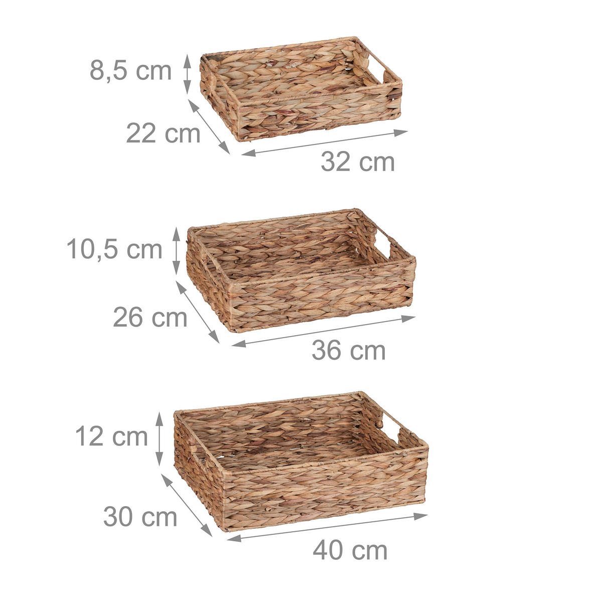3xTABLETT - Hellbraun, Textil/Metall (40/12/30cm) - Relaxdays