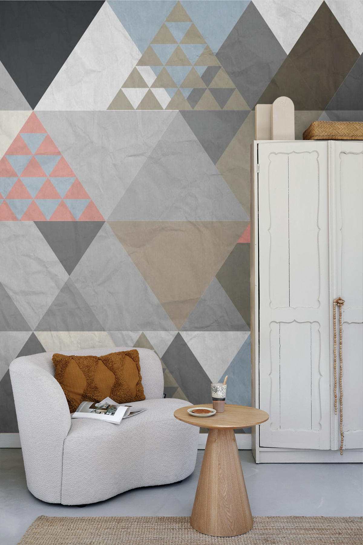 FOTOTAPETE grafische Dreiecke 375 x 270 cm - Grau, Papier (375/270cm) - Sanders & Sanders
