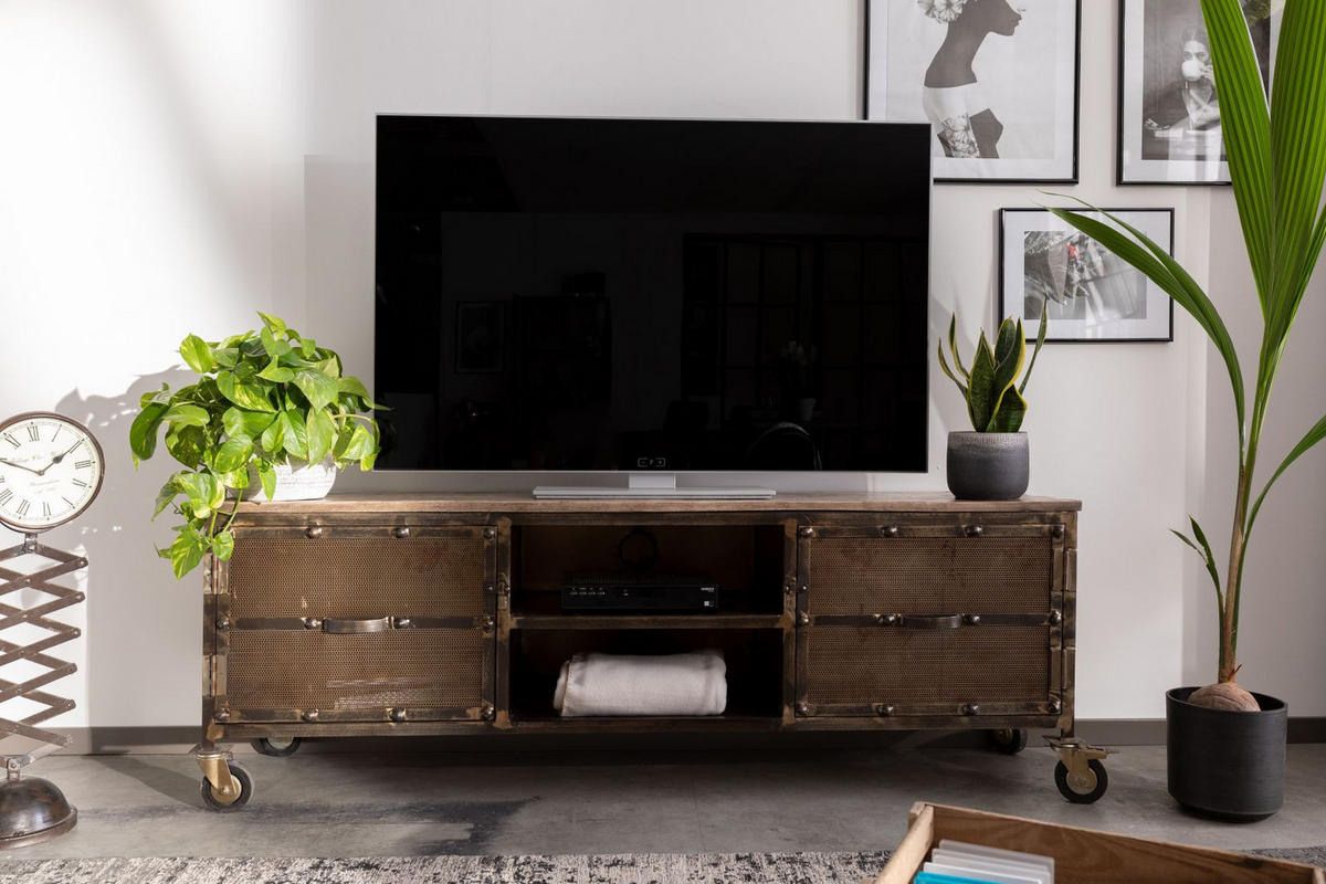 TV-BOARD Mango 170x40x60 braun lackeirt HEAVY INDUSTRY #233 - Braun, Holz (170/60/40cm) - Massivmoebel24