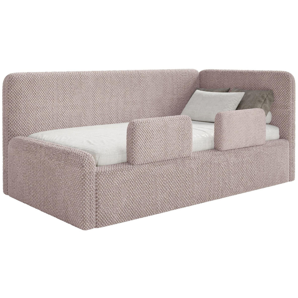 JUGENDBETT Fanko Samt Puderrosa 90x200 cm - Hellrosa/Schwarz, Kunststoff/Textil (90/200cm) - Selsey