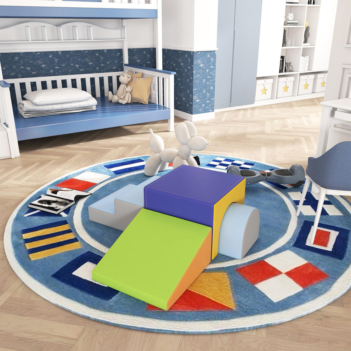 BAUSTEINSET - Hellblau/Grau, Kunststoff (50/39/150cm) - HOMCOM