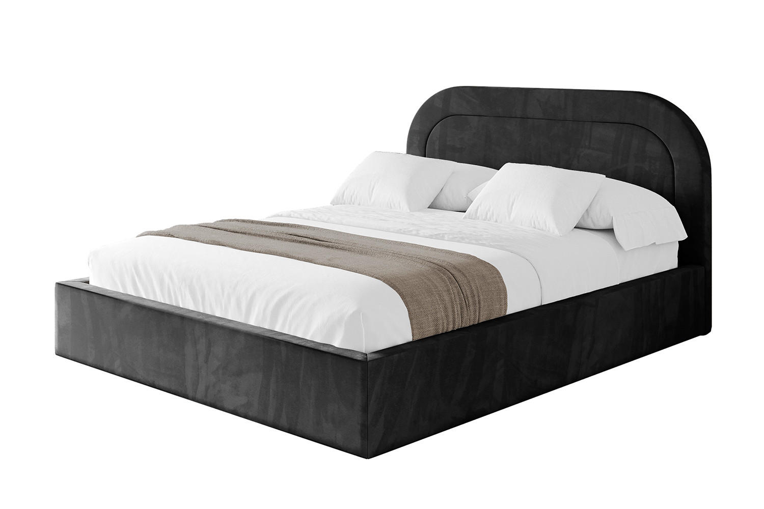 POLSTERBETT mit Bettkasten und Lattenrost, Boxbett ohne Matratze - LERAY 180x200 Schwarz - Schwarz, Holzwerkstoff/Textil (180/200cm) - ALTDECOR