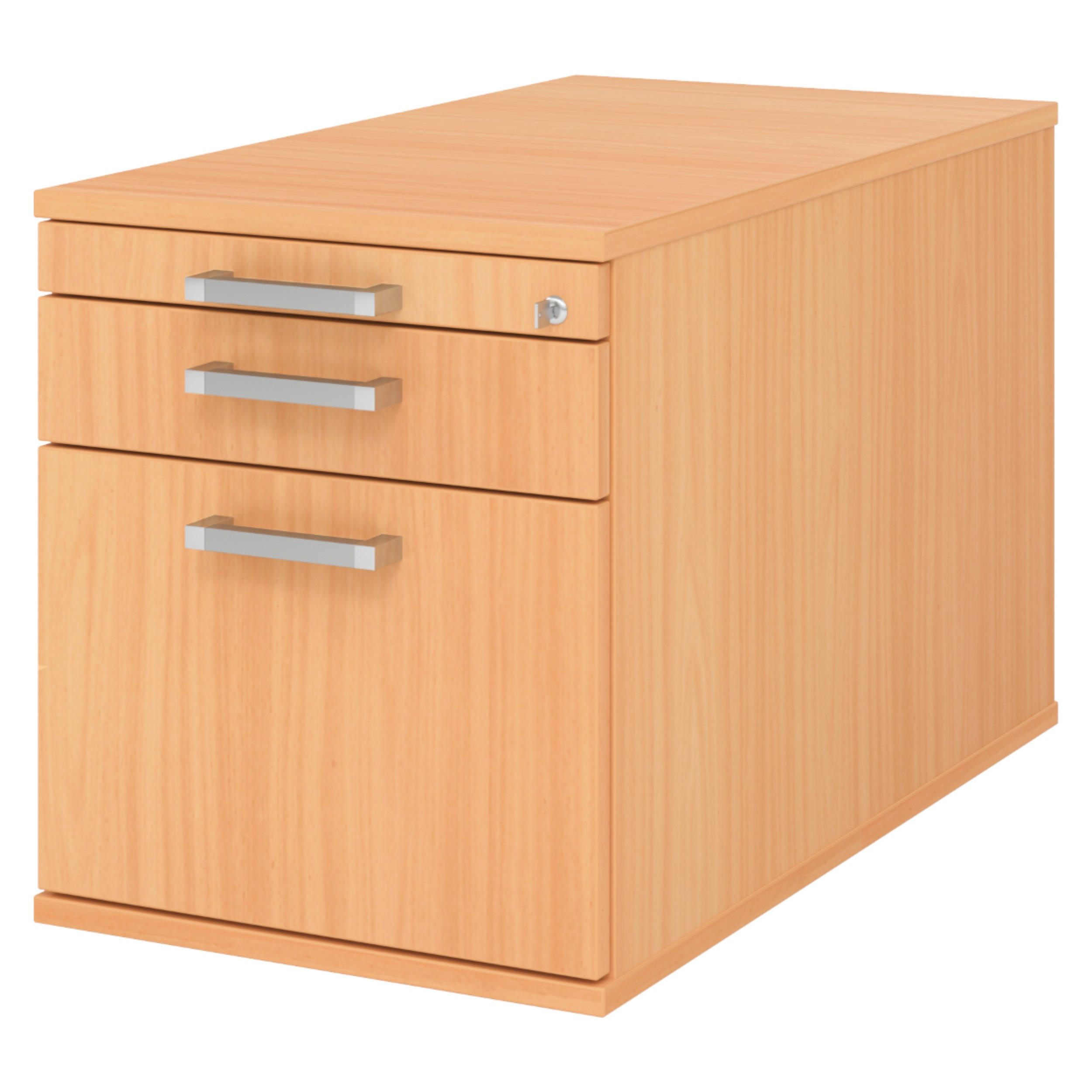 ROLLCONTAINER - mit Hängeregistratur 80/42,8/51,2 cm in Buchefarben Chromgriff (Metall) - Buchefarben, Holzwerkstoff (42.8/51.2/80cm) - bümö