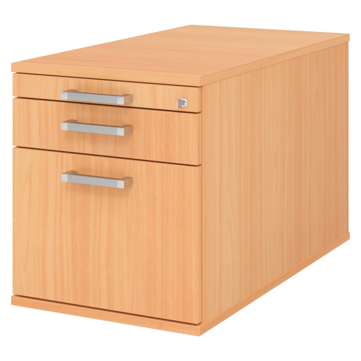 ROLLCONTAINER - mit Hängeregistratur 80/42,8/51,2 cm in Buchefarben Chromgriff (Metall) - Buchefarben, Holzwerkstoff (42.8/51.2/80cm) - bümö