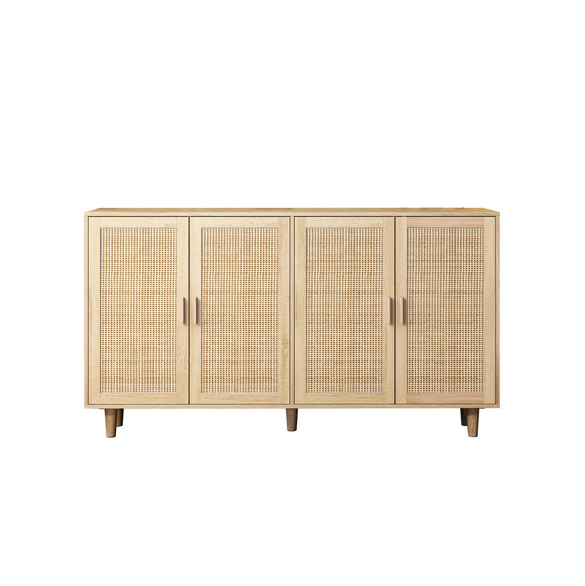 SIDEBOARD 158/40/88 cm mit 4 Türen in Natur mit Rattan-Optik - Naturfarben, Holzwerkstoff (158/88/40cm) - BEAOK