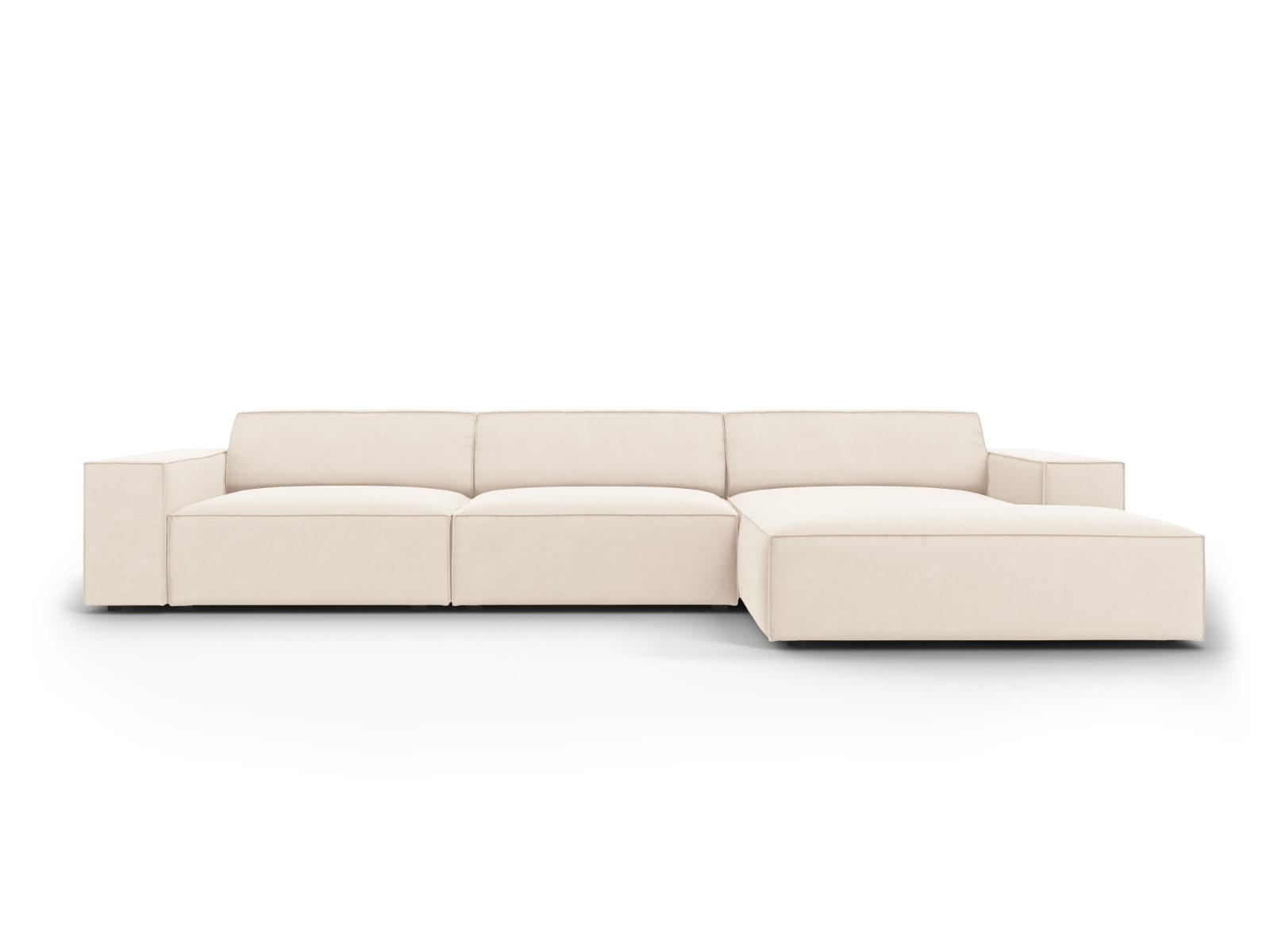 ECKSOFA rechts Jodie aus Samt leichtes beige 4 Sitzplätze - Beige, Textil (166/284cm) - Micadoni