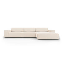 ECKSOFA rechts Jodie aus Samt leichtes beige 4 Sitzplätze - Beige, Textil (166/284cm) - Micadoni