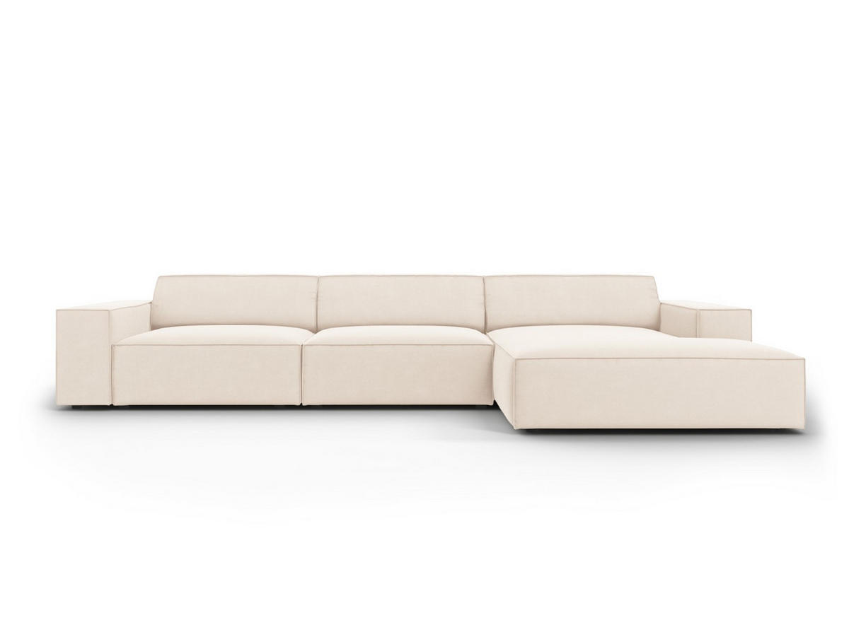 ECKSOFA rechts Jodie aus Samt leichtes beige 4 Sitzplätze - Beige, Textil (166/284cm) - Micadoni
