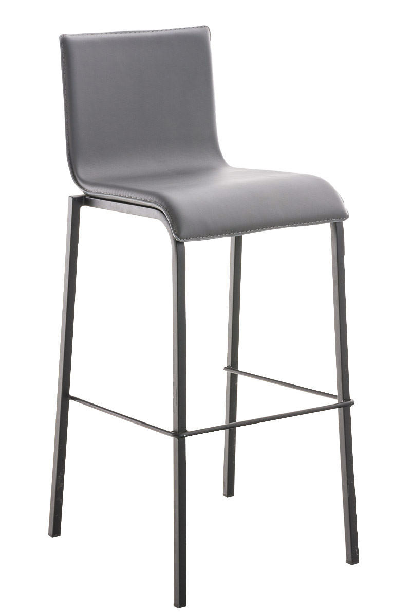 BARHOCKER Kelan Kunstleder Grau Schwarz - Grau, Leder (43/103/51cm) - DELUKE