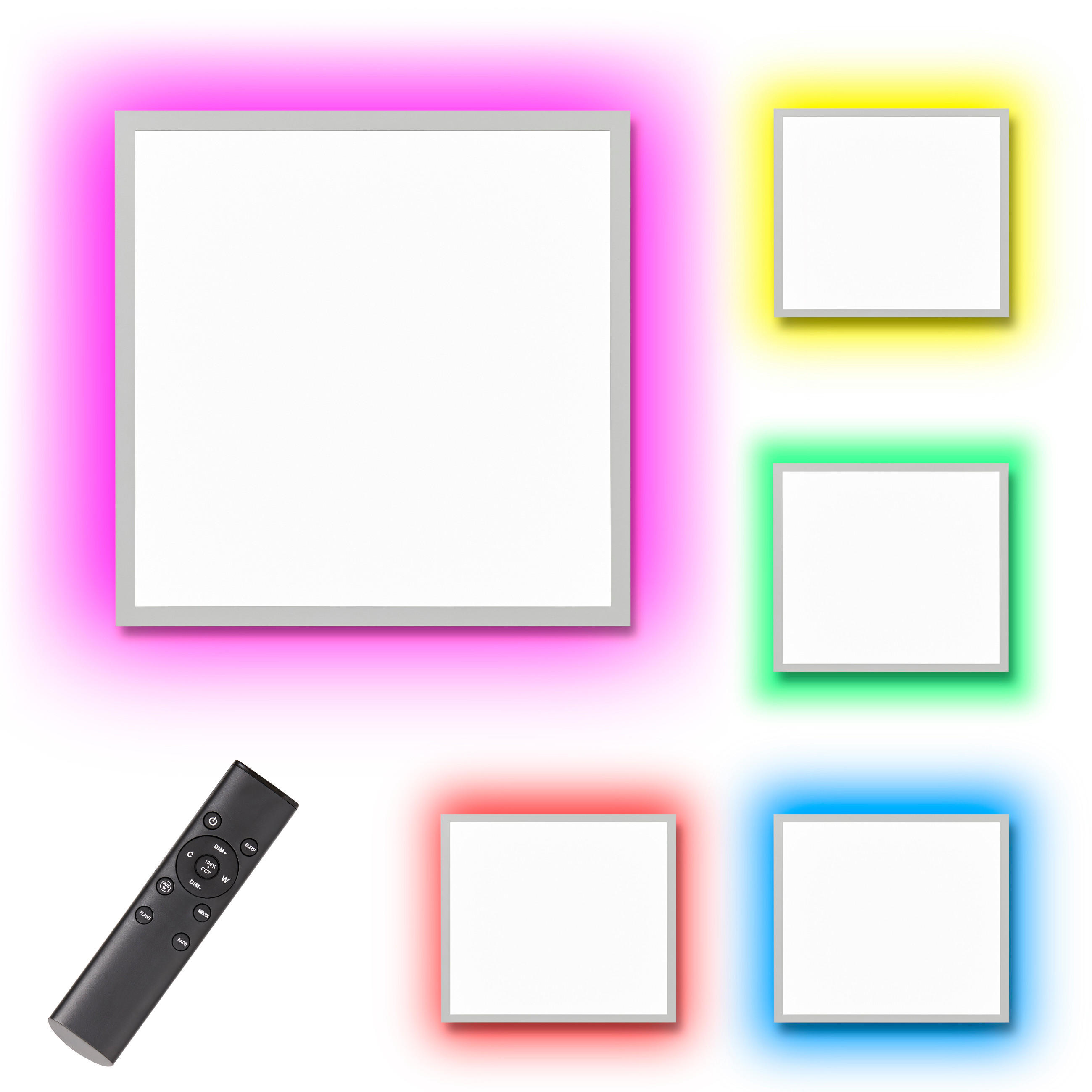 LED-DECKENLEUCHTE - dimmbar mit RGB-Hintergrundbeleuchtung und Fernbedienung für stimmungsvolle Beleuchtung, 45x45 cm - Weiß, Kunststoff (51/51/10cm) - Northpoint