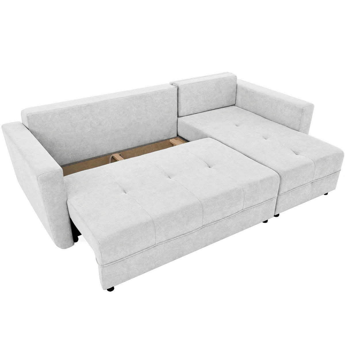 ECKSCHLAFSOFA Verona mit Bettkasten und universeller Ottomane 240 cm, Hellbeige - Beige, Textil (240/148cm) - Beautysofa