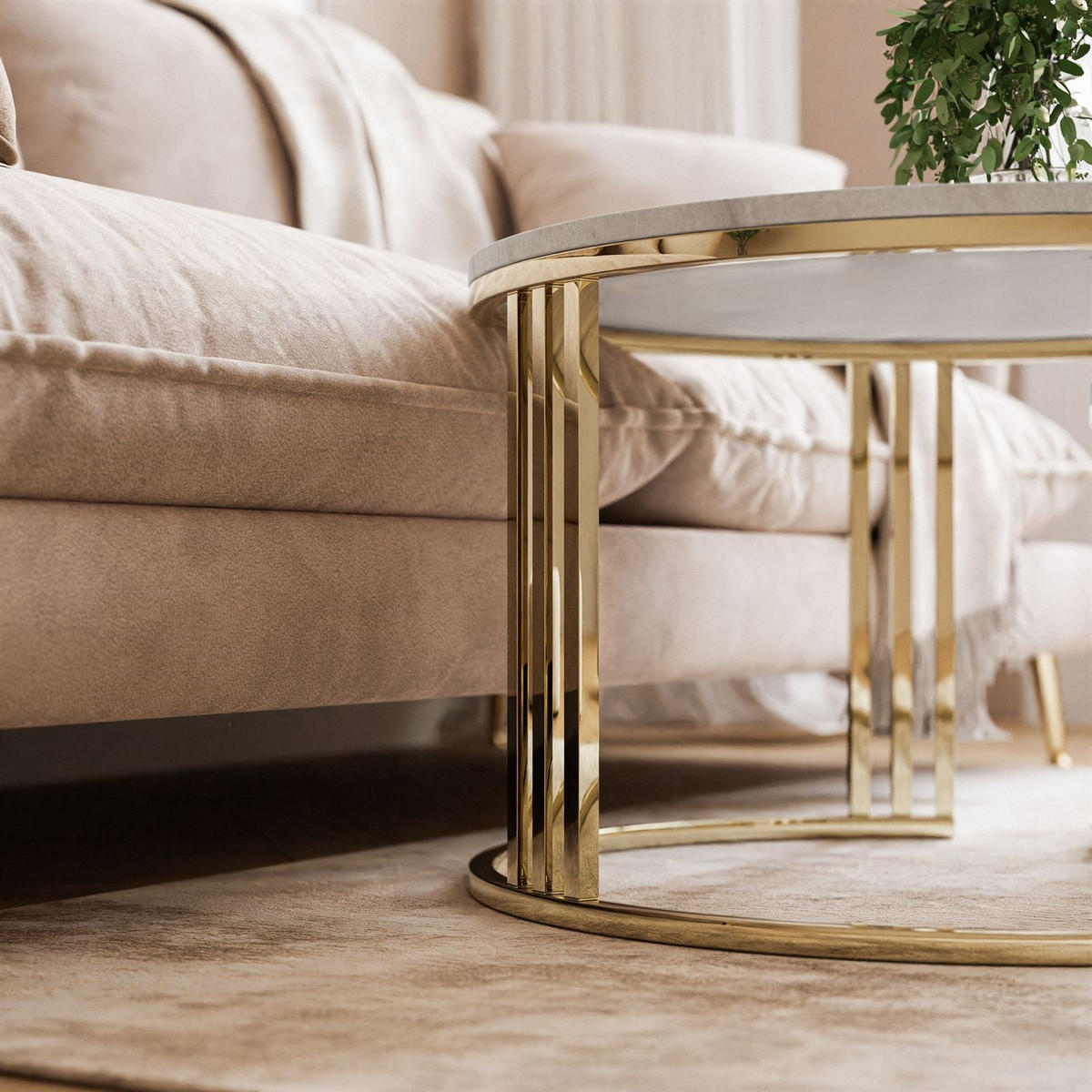 COUCHTISCH 2 in 1 LORI LEVANTO verchromt gold - Goldfarben, Holzwerkstoff (70/70/49cm) - Lookway