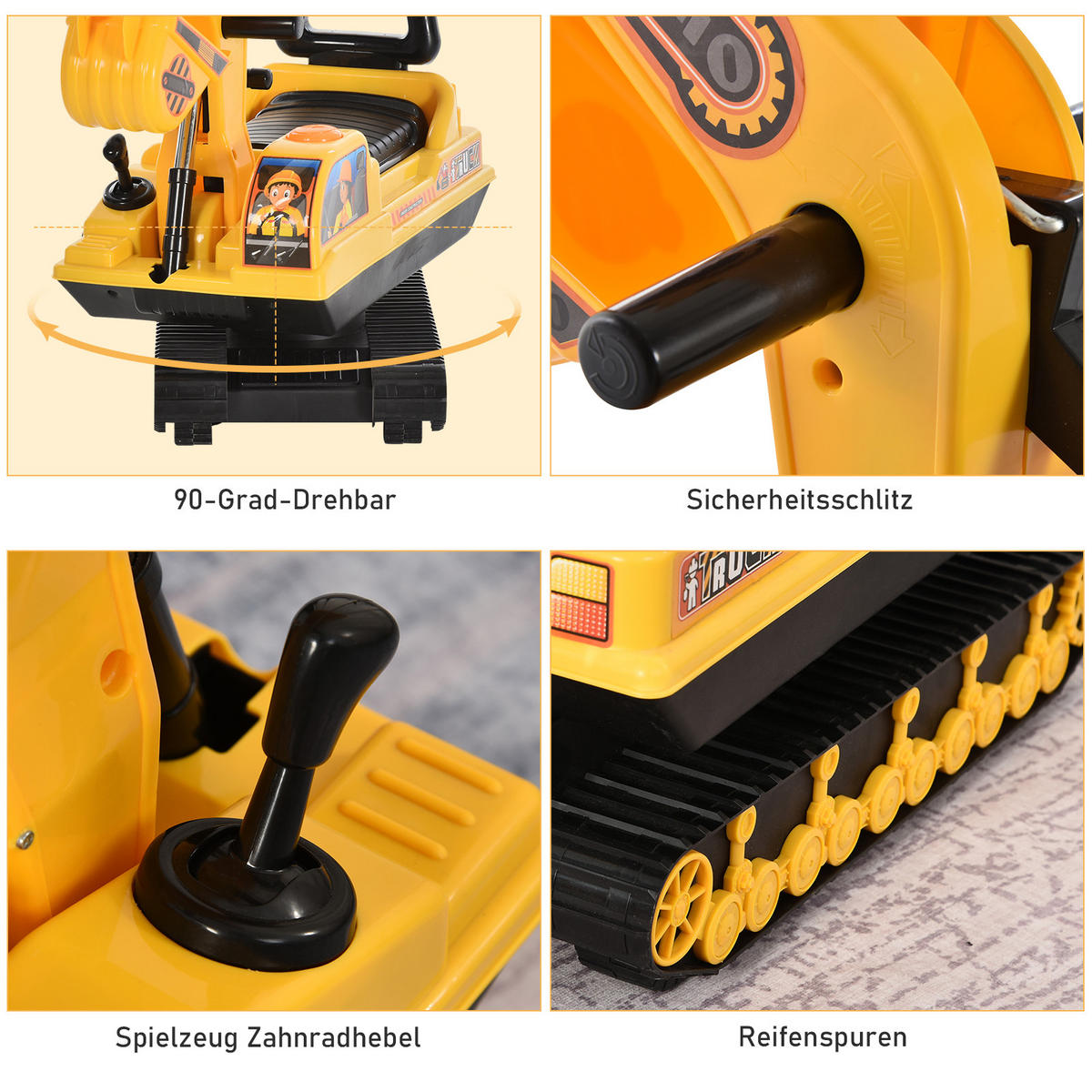 KINDER RUTSCHAUTO, Gelb, PP+ - Gelb, Kunststoff (78/24/58.5cm) - HOMCOM