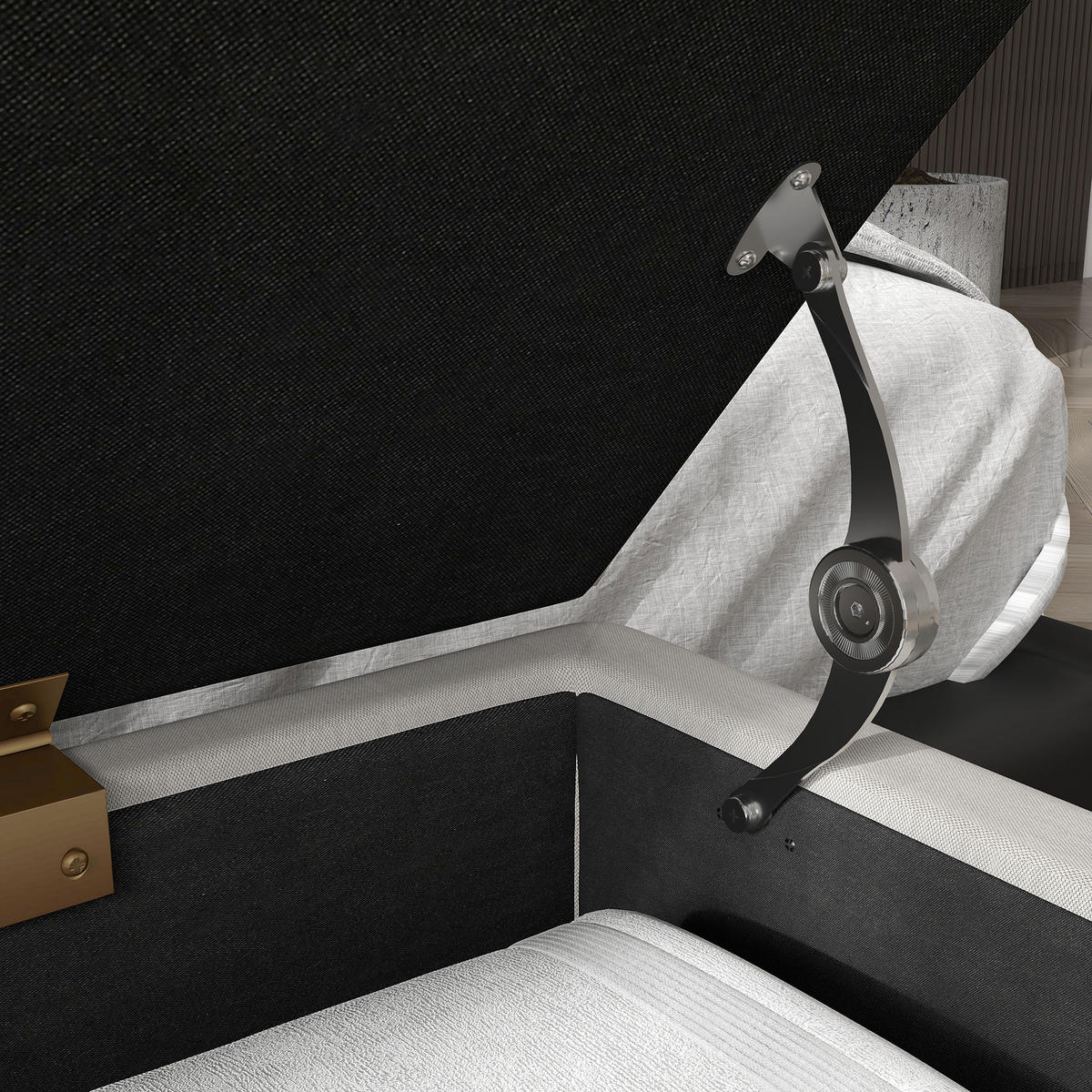 TRUHENBANK DE-12825 Stauraum und goldene Beine Creme - Weiß, Textil (100/49/40cm) - ComfortXL