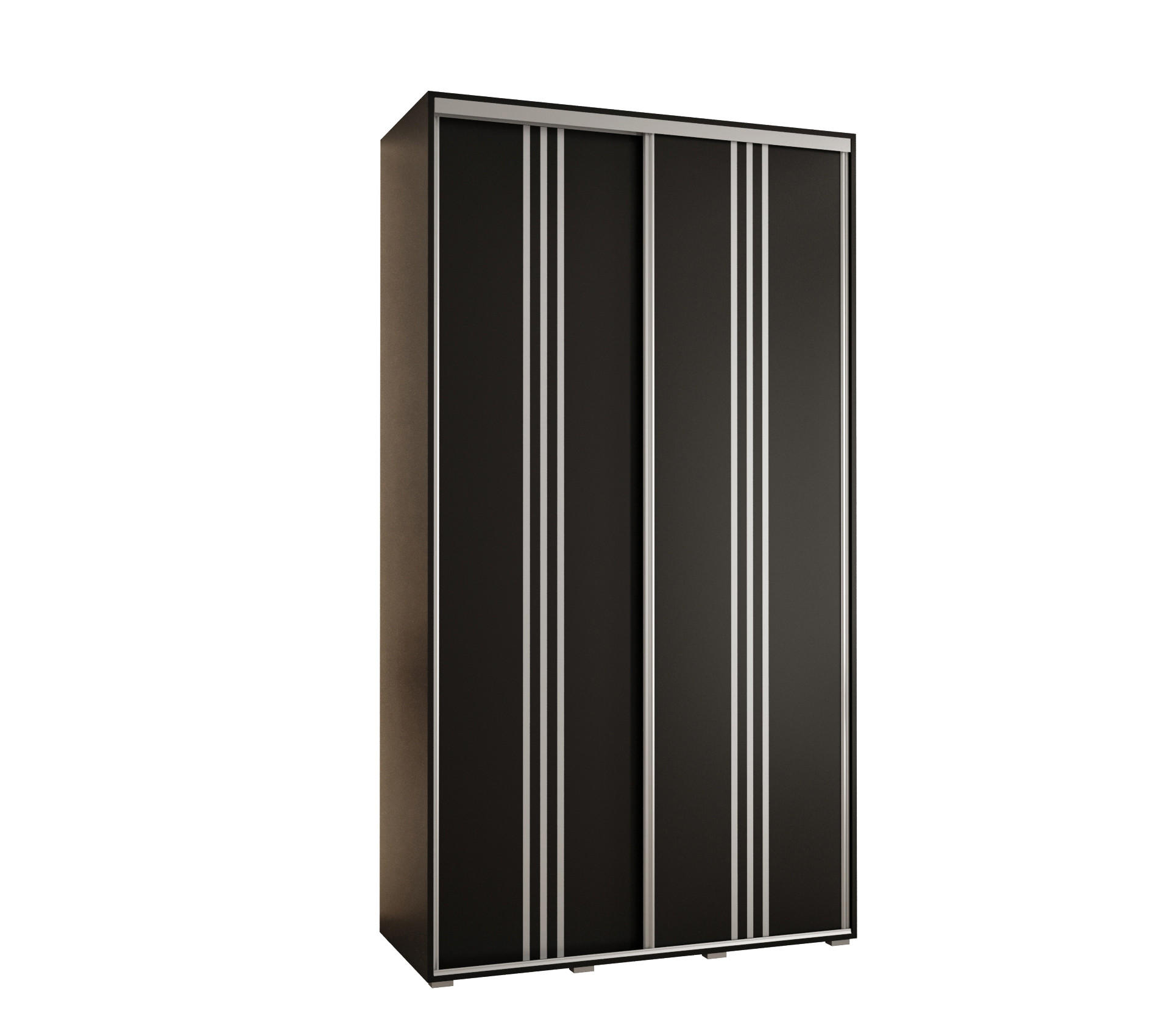 Abiks Möbel Schwebetürenschrank Schwarz, Schwarz, Silber 140x235x60 cm
