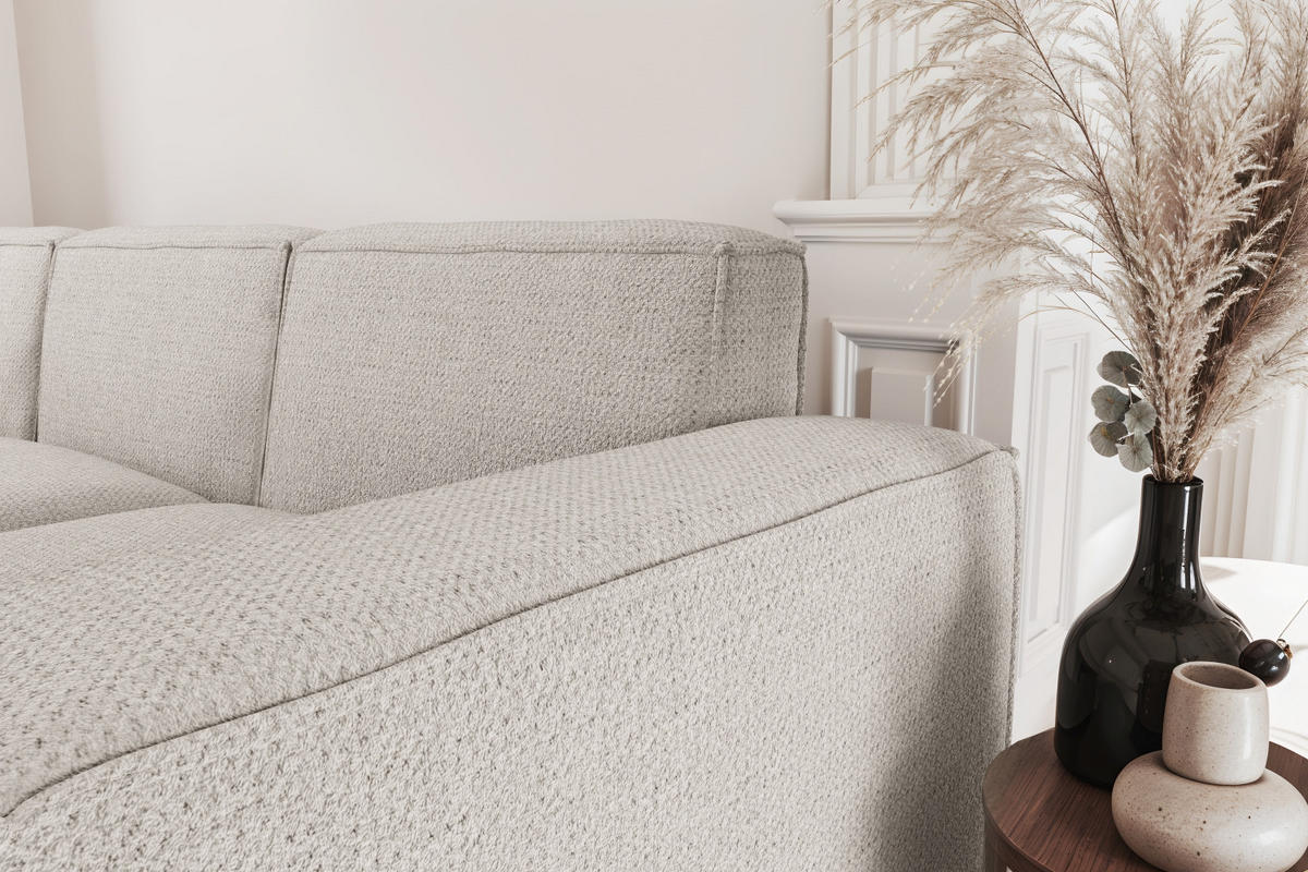 ECKSOFA U-Form Siena mit Stoff Artico Nata - Ecru, Holz (344/165cm) - Kaiser Möbel