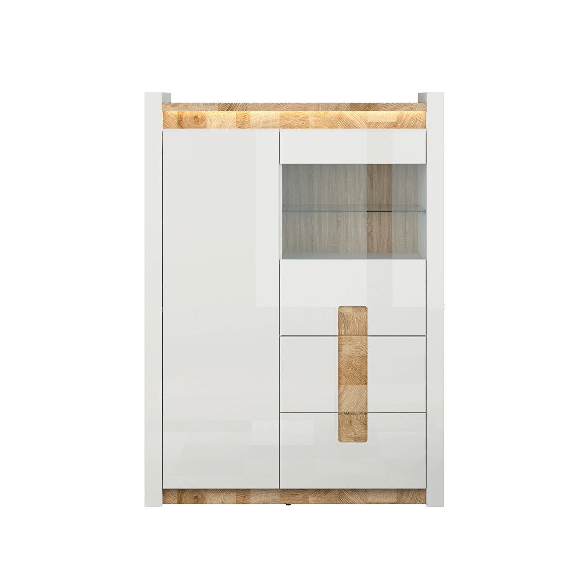 GESCHIRRSCHRANK Helios Weiß und Holz - Weiß, Holzwerkstoff (102/141/41cm) - Petits-meubles