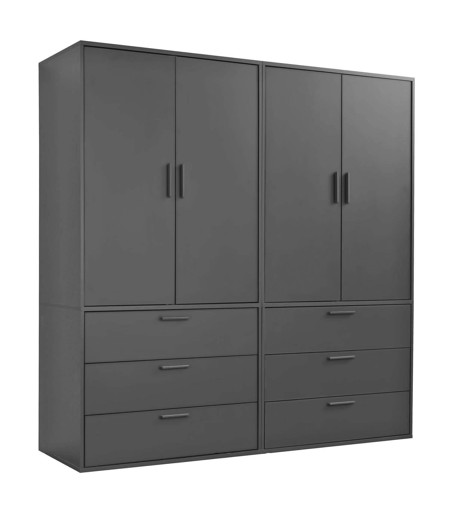 KLEIDERSCHRANK Grid deckenhoch - Anthrazit, Holzwerkstoff (180/234/58cm) - Mokebo