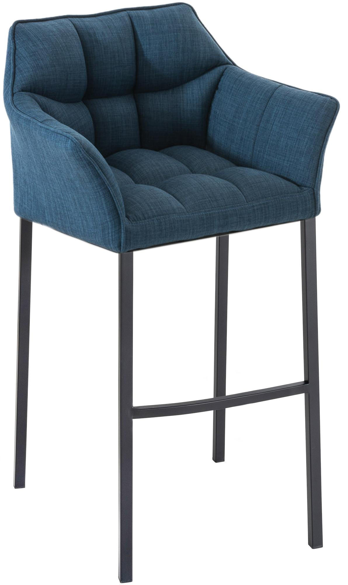 BARHOCKER Stoff Blau - Blau/Schwarz, Textil/Metall (64/110/48cm) - CLP