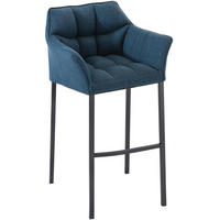 BARHOCKER Stoff Blau - Blau/Schwarz, Textil/Metall (64/110/48cm) - CLP