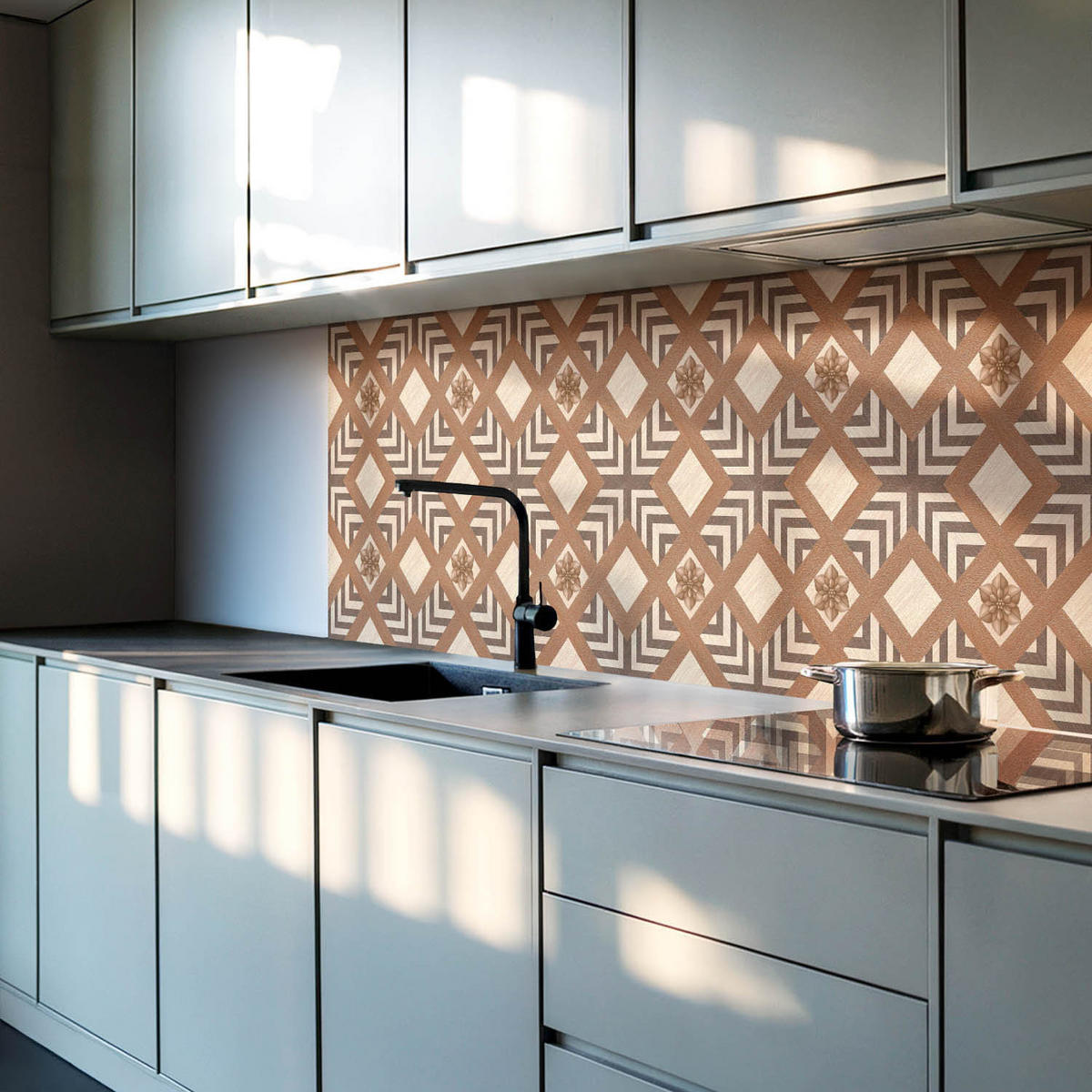 WANDPANEEL 6x 60x30 cm selbstklebend Selva - Kastanienfarben, Kunststoff (30/1.6/60cm) - Wallfluent