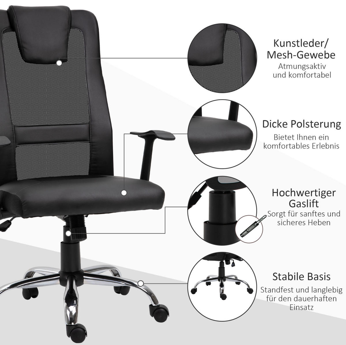 DREHSTUHL 66/73/108-118 cm, ergonomisch und höhenverstellbar, schwarz - Schwarz, Kunststoff (73/118/66cm) - Redom