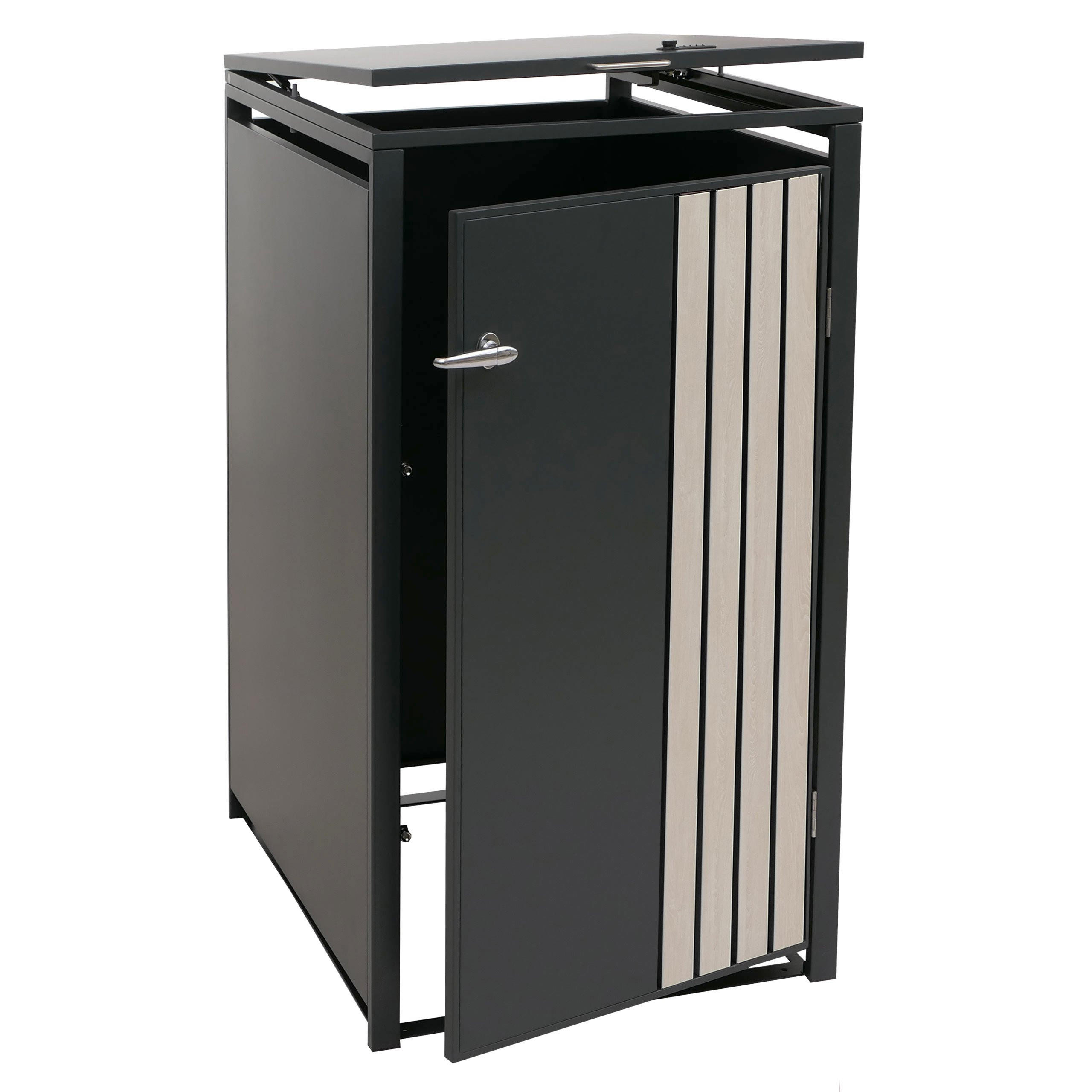 1ER-MÜLLTONNENVERKLEIDUNG Anthrazit, Hellbraun - Hellbraun/Anthrazit, Metall (68/122/84cm) - MCW