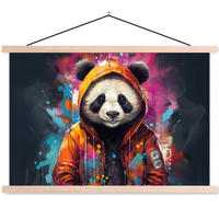 POSTER Panda - Jacke - Graffiti - Orange 90x60 cm - Orange, Textil (90/60/0.15cm) - MuchoWow