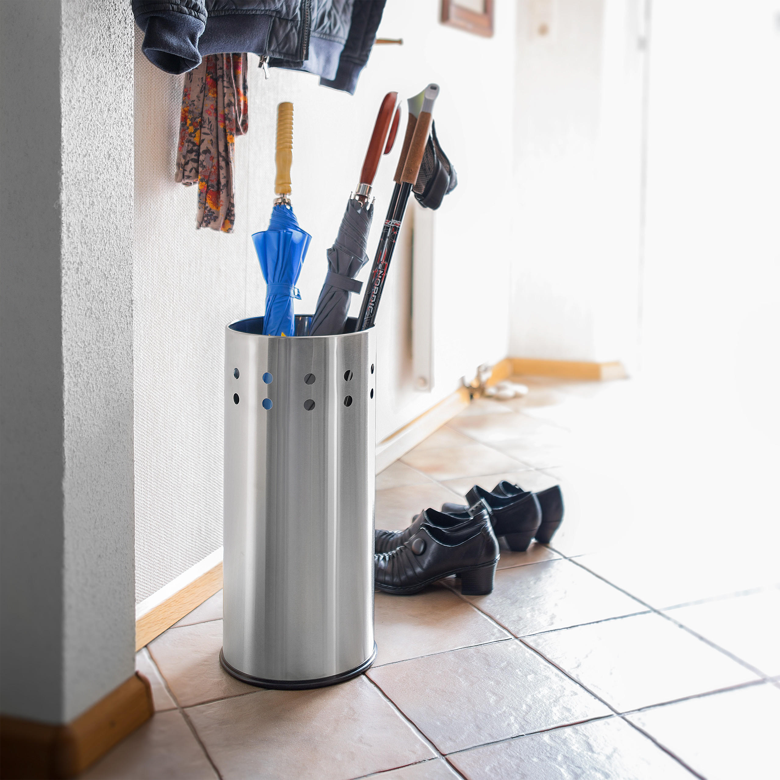 SCHIRMSTÄNDER - Silberfarben, Kunststoff/Metall (22.5/49.5/22.5cm) - Relaxdays