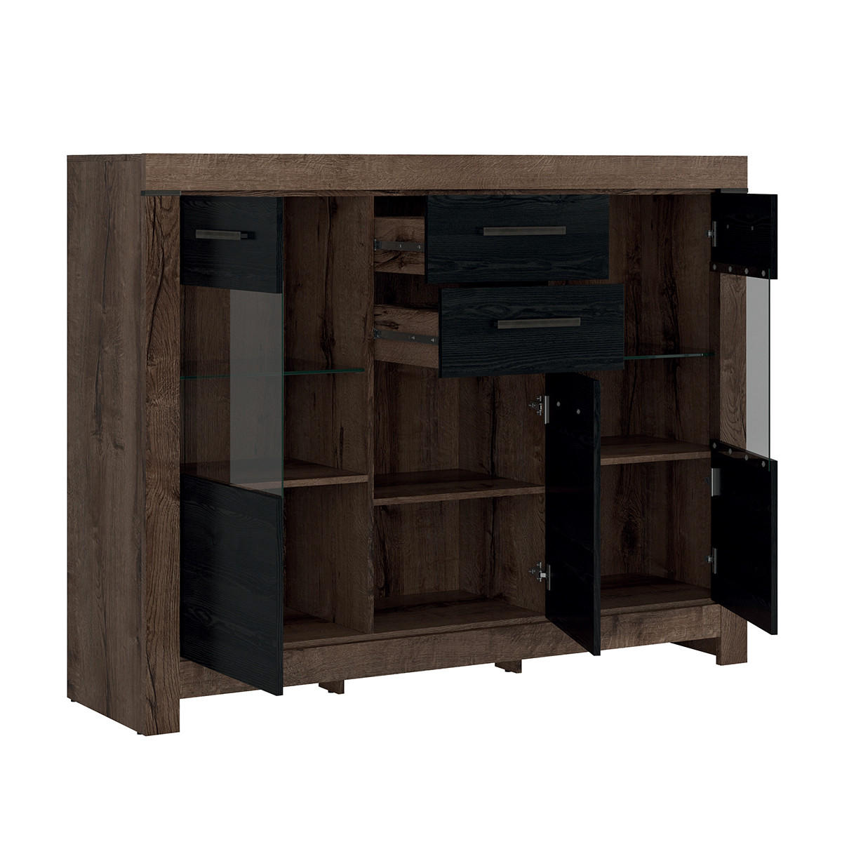 SIDEBOARD Adam Holz und Schwarz - Schwarz, Holzwerkstoff (160/124/45cm) - Petits-meubles