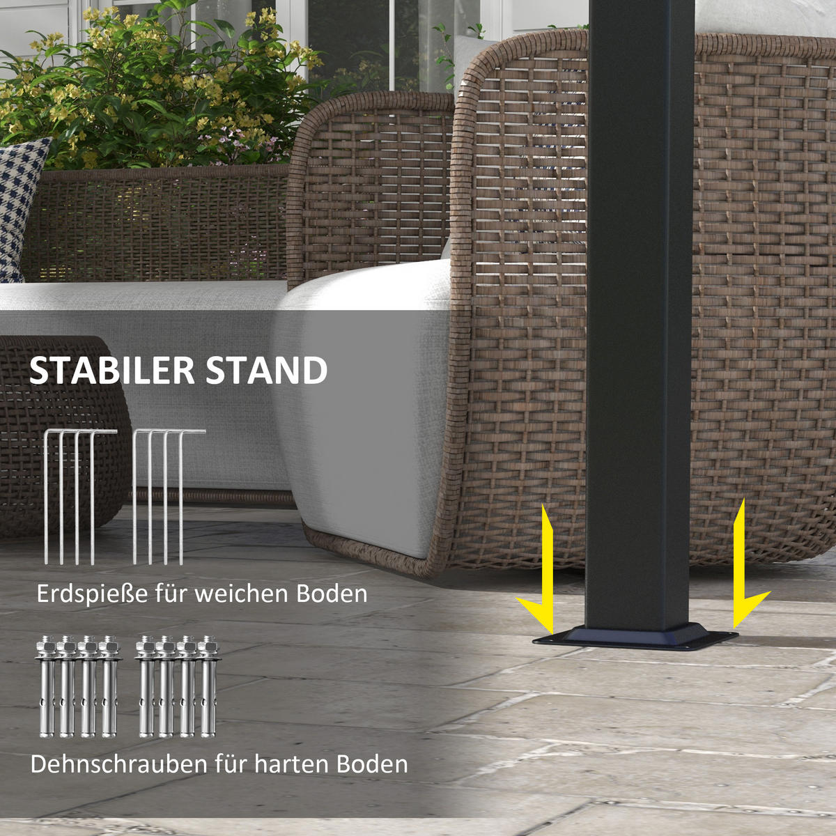 PAVILLON Pergola, Stahl, Dunkelgrau - Dunkelgrau, Kunststoff/Metall (296/235/357cm) - Outsunny