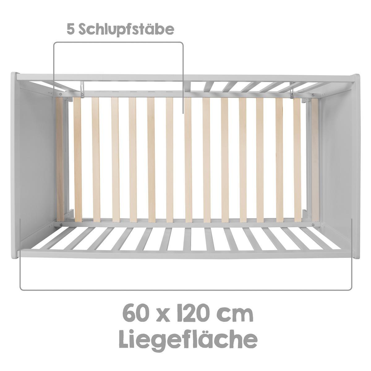 BABY- & BEISTELLBETT mit Matratze 'safe asleep®' - Taupe, Holzwerkstoff (60/120cm) - Roba